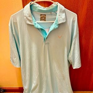 Men’s light teal Callaway gold optic dri polo